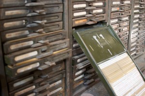 Picture of old filing shelves to hold spare parts